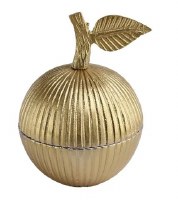 Additional picture of Aluminum Textured Honey Dish Apple Shape Gold