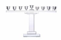Glass Menorah Strip Design Raised on Rectangle Base 7" H
