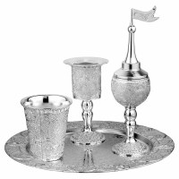 Silver Plated Havdalah 4 Piece Set Filigree Design