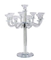 Crystal Candelabra 9 Branch Crystal Stones in Stem Mirrored Base 18.9"