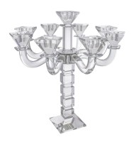 Crystal Candelabra 9 Branch Square Design Clear 18"