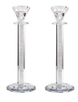 Crystal Candlesticks Inner Net in Stems Diamond Design Silver 10.25"