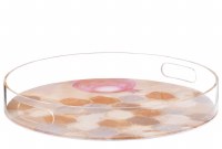 Lucite Round Tray Painted Simanim Base 13"