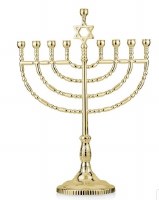 Metal Menorah Aristocratic Style Star of David Design Gold 11.6"