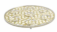 Lucite Seder Plate Kaarah Laser Cut Design Gold 13.8"