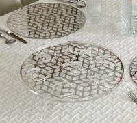 Lucite Seder Plate Laser Cut Design Silver Kaarah 13.8"