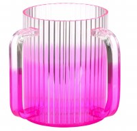 Lucite Wash Cup Corrugated Design Pink 5"