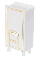 Additional picture of Lucite Rectangle Tzedakah Charity Box Laser Cut Design Gold