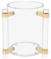 Lucite Wash Cup Elegant Handles Gold Accent 5"