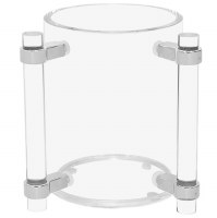 Lucite Wash Cup Elegant Handles Silver Accent 5"