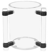 Lucite Wash Cup Elegant Handles Black Accent 5"