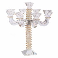 Crystal Candelabra 9 Branch Stacked Design Amber 17"