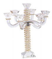 Crystal Candelabra 7 Branch Stacked Design Amber 17"