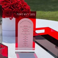 Lucite Simanim Card Red Ashkenaz 8.5"