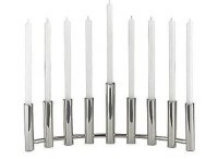 Stainless Steel Candle Menorah Curved Base Tubular Candle Holders 9.8"