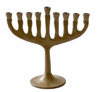 Aluminum Candle Menorah Curved Design Round Base Gold