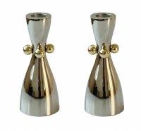 Stainless Steel Candlesticks Gold Balls Design 6.3"
