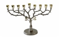 Additional picture of Metal Candle Menorah Tree Design Gold Accent 9.4"