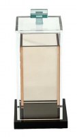 Lucite Standing Rectangle Matches Holder Black Base Amber Teal 5.3"