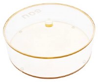 Lucite Round Matzah Box Jewel Tone Amber 13.8"