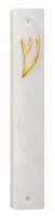 Additional picture of Resin Mezuzah Case Snow Drift Design Gold Accent 15cm