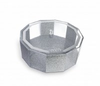 Hexagon Lucite Matzah Holder Speckle Design Silver 13.5"