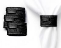 Faux Leather Napkin Rings Woven Design Black 4 Pack