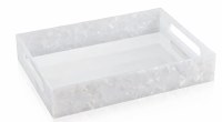 Lucite Rectangle Pearlstone Serving Tray Pearl Marble 10" x 14"