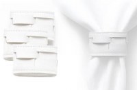 Faux Leather Napkin Rings Woven Design White 4 Pack