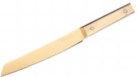 Challah Knife Lucite Handle Steel Serrated Blade Classic Design Gold 13"