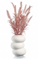 Lucite Pink Faux Flowers Donut Design Vase White 9.5"