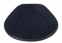 iKippah Navy Suiting with Leather Rim Size 4