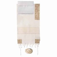 Yair Emanuel Embroidered Cotton Tallit -The Matriarches in Gold THE-7 42" X 77"