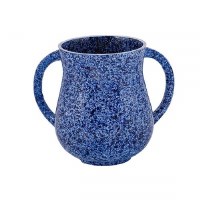 Yair Emanuel Metal Wash Cup Small Size Marble Design Dark Blue