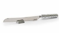 Yair Emanuel Metal Challah Knife Rings Design Shiny Matte Silver