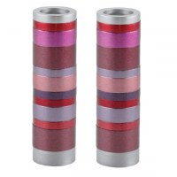 Yair Emanuel Aluminum Candlesticks Cylinder Shape Small Size Full Rings Design Maroon