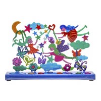 Yair Emanuel Metal Candle Menorah Hand Painted Laser Cut Design Fairies