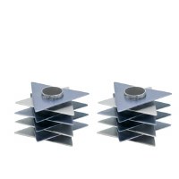 Additional picture of Yair Emanuel Metal Candlesticks 2 Piece Set Magen David Design Gray 3" x 2"