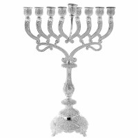 Silver Plated Oil Menorah Filagree Design 16"