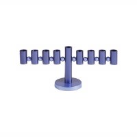 Yair Emanuel Blue Hanukkah Candle Menorah with Cylinders & Beads