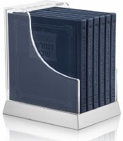 Lucite Bencher Holder Silver Base Includes Set of 6 Artscroll Schottenstein Edition Interlinear Faux Leather Zemiros Navy [Hardcover]