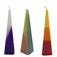 Wax Havdallah Candle Pyramid Shape Multicolor 9.5" 3 Pack