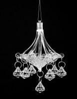 Glass Miniature Chandelier Ornament with LED Lights Sukkah Decoration 6"