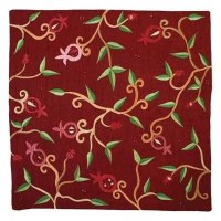 Yair Emanuel Embroidered Pillow Cover - Maroon Branches