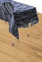 Additional picture of Jacquard Tablecloth Black and Silver Wavy Pattern Includes 5 Napkins 60" x 72"