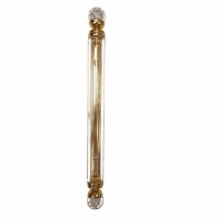 Brass Mezuzah Case Clear Glass Tube Adorned with Crystal Balls 15cm 8.75"