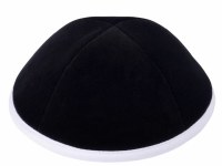 Additional picture of iKippah Black Velvet with White Linen Rim Size 3
