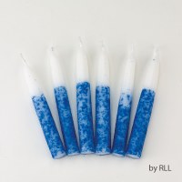 Shabbos Candles Premium Textured Blue and White Design 12 Pieces