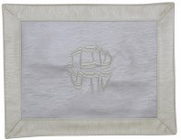 Challah Cover Vinyl White and Silver Border Textured Design