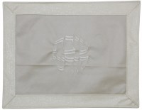 Challah Cover Vinyl White and Silver Border Textured Design